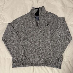 IZOD Men's Black and White Zip-Up Sweater